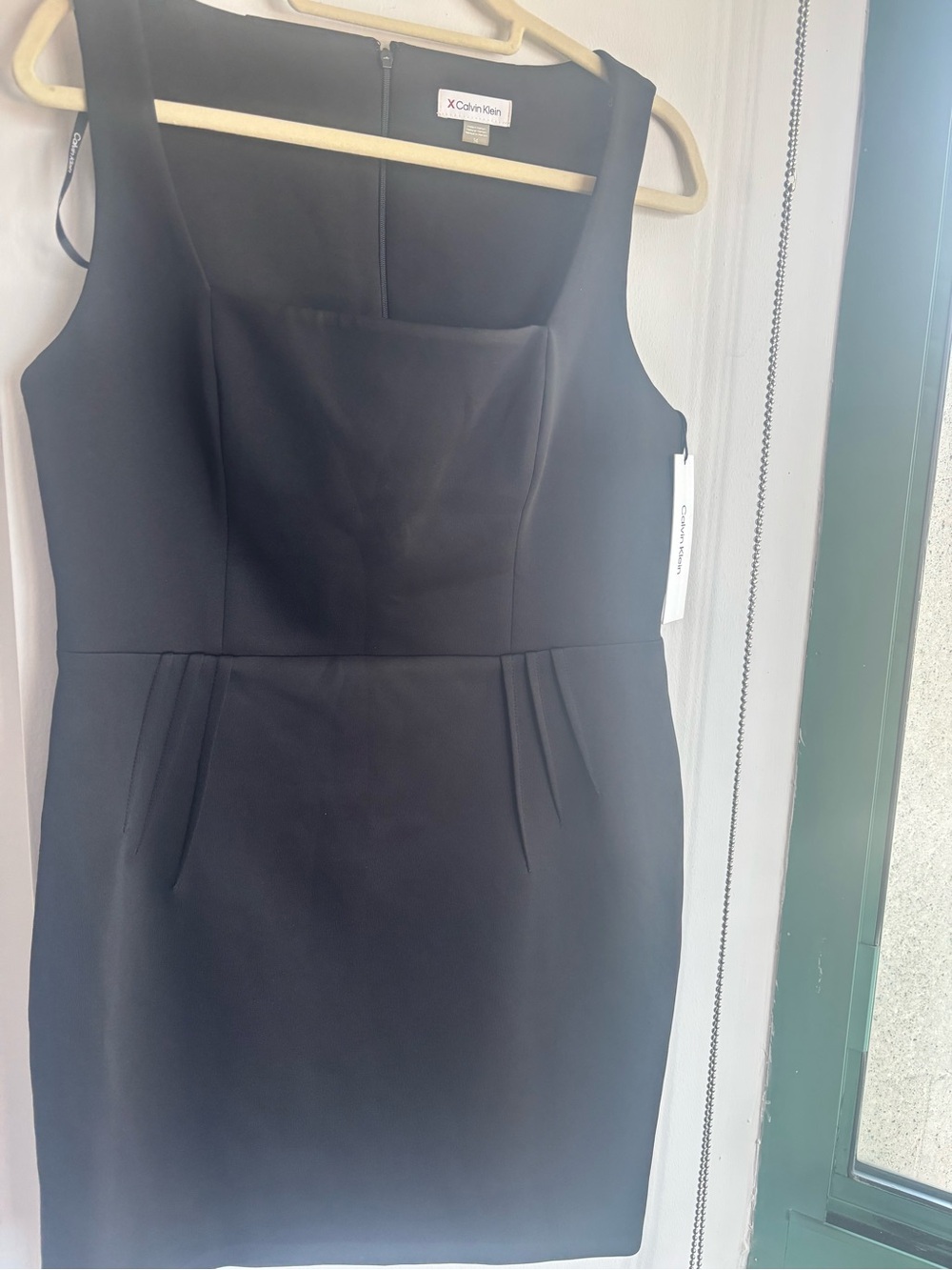 Formal Calvin Klein Black Square-Neck Mini Sheath Dress